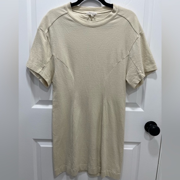 Rag & Bone | Lilith Mini T-shirt Dress Beige Medium Organic Cotton Minimalist - Picture 4 of 10